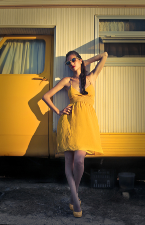 Woman Fashion in yellowの写真素材