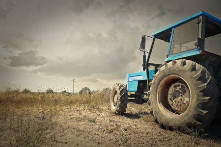 Tractor in the countrysideの写真素材
