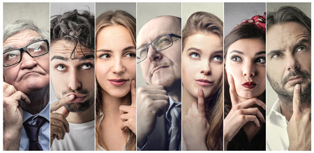 People thinking of somethingの写真素材