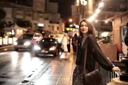 Girl spending the night outの写真素材