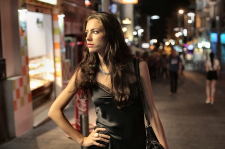 Woman spending the night outの写真素材