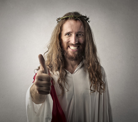 Thumbs up for Jesusの写真素材
