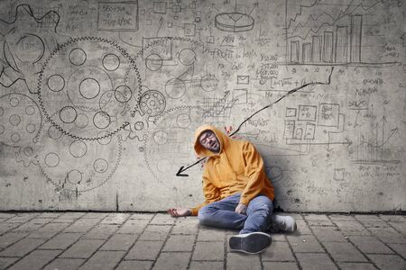 Depressed nerd manの写真素材