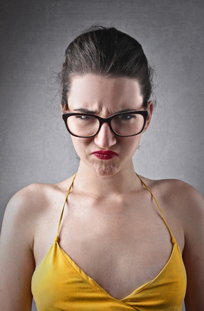 Disappointed woman's portraitの写真素材