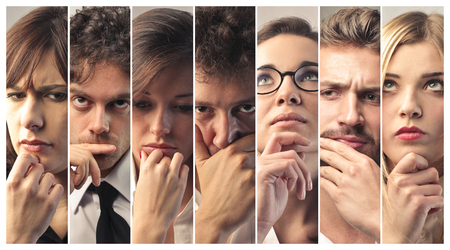 Portraits of people thinking