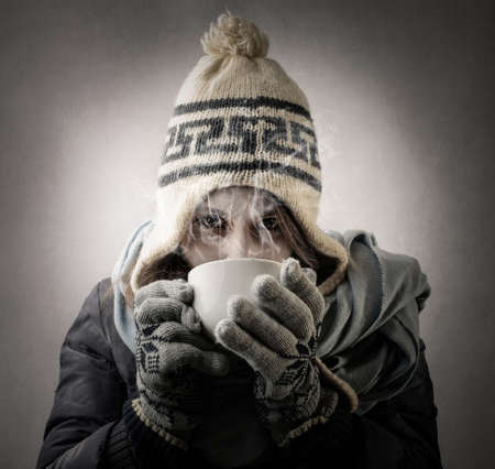 Hot drink in a cold dayの写真素材