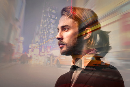 Businessman with pony taleの写真素材