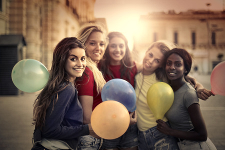 Happy girls celebratingの写真素材