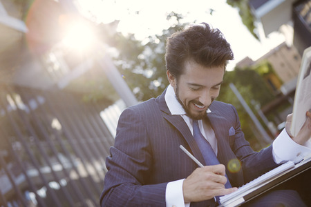 Signing a new contractの写真素材