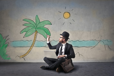 Daydreaming of a vacationの写真素材