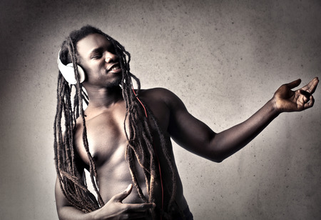 Pretending to be a guitaristの写真素材