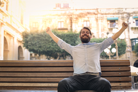 Relax on the benchの写真素材