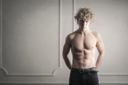 Blonde guy with a nice bodyの写真素材