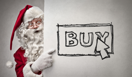 Santa Claus is shopping onlineの写真素材