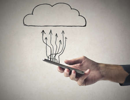 Arrows, the cloud and smartphoneの写真素材
