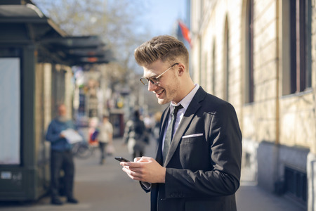 Young businessman in the cityの写真素材