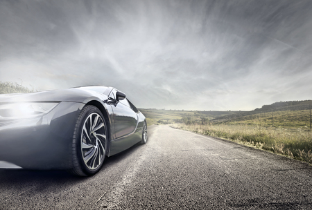 Expensive car on the roadの写真素材