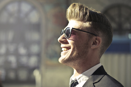 Businessman in the sunshineの写真素材