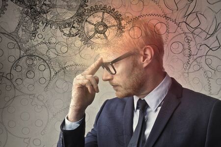 Businessman concentrating tooの写真素材