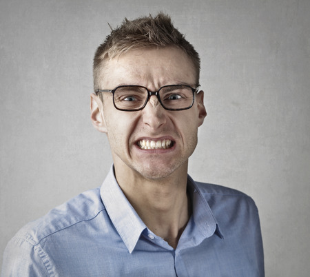 Portrait of a angry manの写真素材