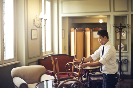 Manservant in a hotelの写真素材