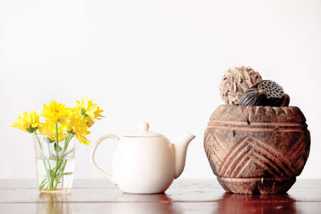 Flowers with teapot &amp; something.の素材