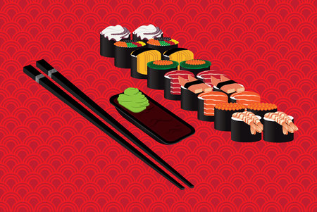 Japan Sushi Vector illutrationのイラスト素材