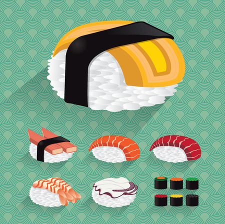 Japan Sushi illustrationのイラスト素材