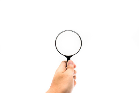 magnifier glass in isolated white backgroundの写真素材