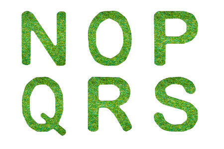 grass alphabet in isolated background design nopqrs setの写真素材