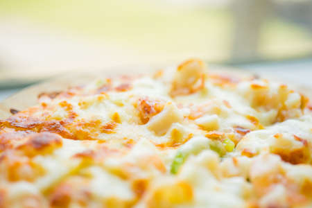 Delicious and delicious baked pizzaの写真素材