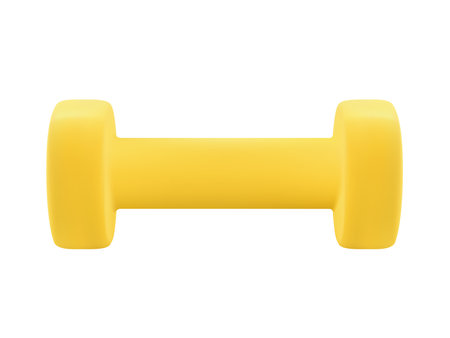 realistic yellow dumbbell for fitness equipmentのイラスト素材
