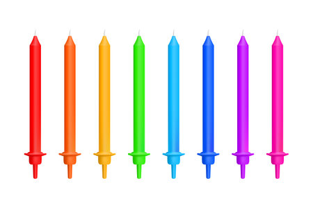 Vector colorful birthday party candles isolated on white backgroundのイラスト素材