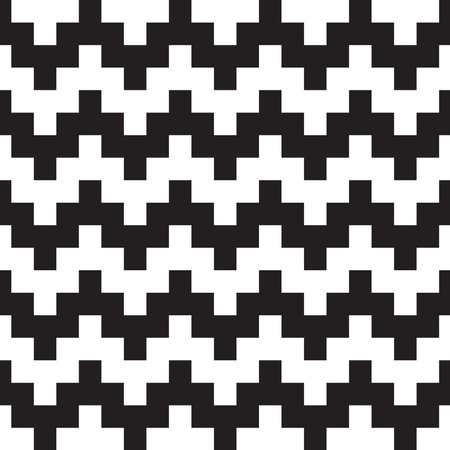 zig zag wave pixel geometric pattern in black and whiteのイラスト素材