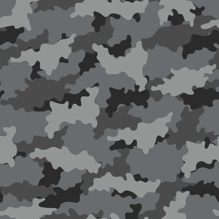 Abstract gray camouflage seamless pattern vector modern military backgound. Template printed textile fabric.のイラスト素材