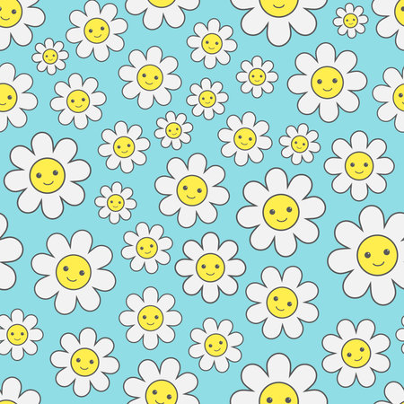 Outline cute floral cartoon pattern. Design for wallpaper, wrapping paper, background, fabric.のイラスト素材
