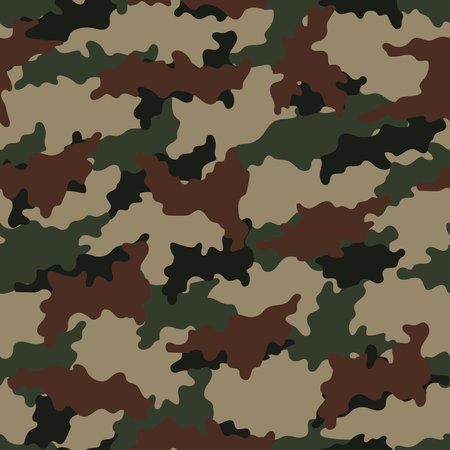 Abstract jungle camouflage seamless pattern vector modern military backgound. Template printed textile fabric.のイラスト素材