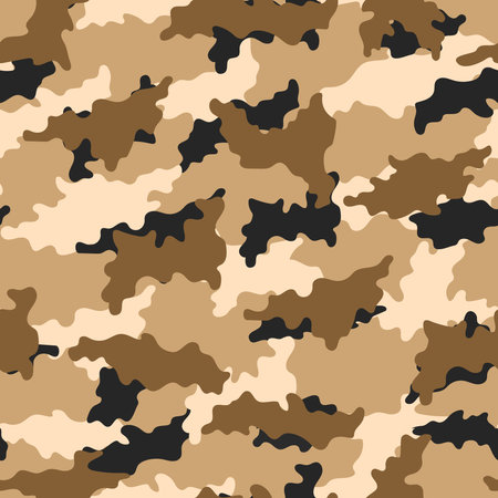 Abstract desert camouflage seamless pattern vector modern military backgound. Template printed textile fabric.のイラスト素材