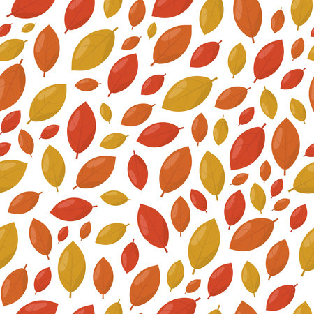 Seamless pattern of falling dry leaves. falling leaves backgroundのイラスト素材