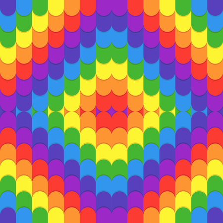geometric pattern in the form of rainbow colored colorful waves.のイラスト素材