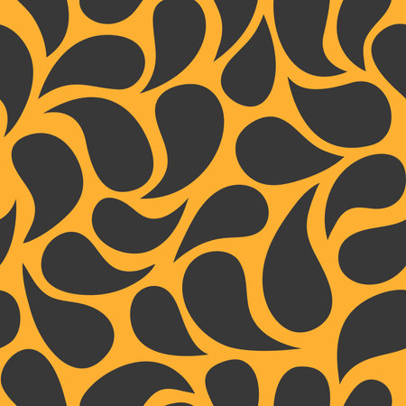 geometric pattern, abstract texture in modern style, repeating black brush strokes on a yellow backgroundのイラスト素材