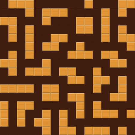 wood block puzzle repeat pattern against a brown backgroundのイラスト素材