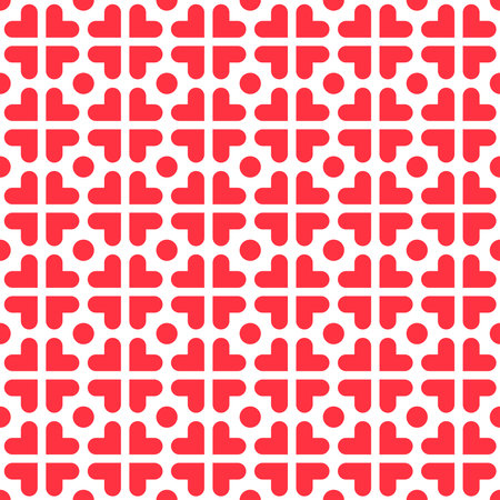 Love heart repeat pattern design vector background, red heart geometric shape on transparent backgroundのイラスト素材