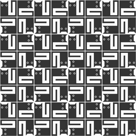seamless repeat pattern black cat with white backgroundのイラスト素材