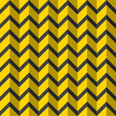 seamless repeating pattern of 3d style zig zag broken lines in yellow and blackのイラスト素材