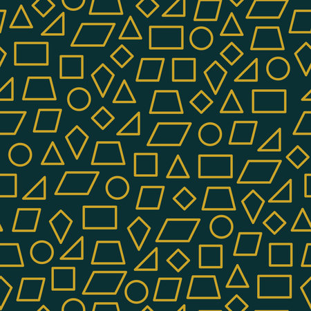 seamless pattern of various shapes, yellow outline areas with a green backgroundのイラスト素材
