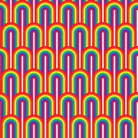 seamless repeating pattern rainbow waves lined upのイラスト素材