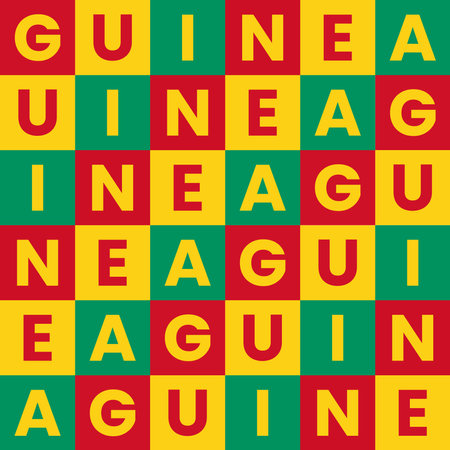 Guinea seamless pattern with a plaid background in red, yellow and green like the colors of the Guinean flagのイラスト素材