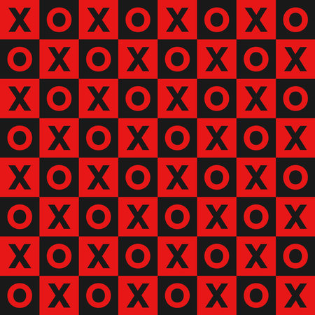 xoxo seamless pattern with red and black plaid backgroundのイラスト素材