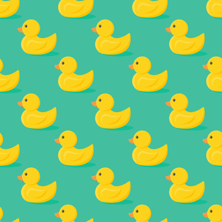 children's seamless pattern, toy ducks on a blue backgroundのイラスト素材